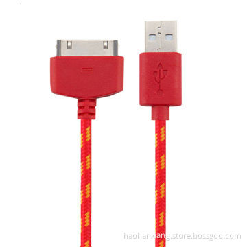 Fabric Braided Round Mini USB Cable for iPhone 4/4S